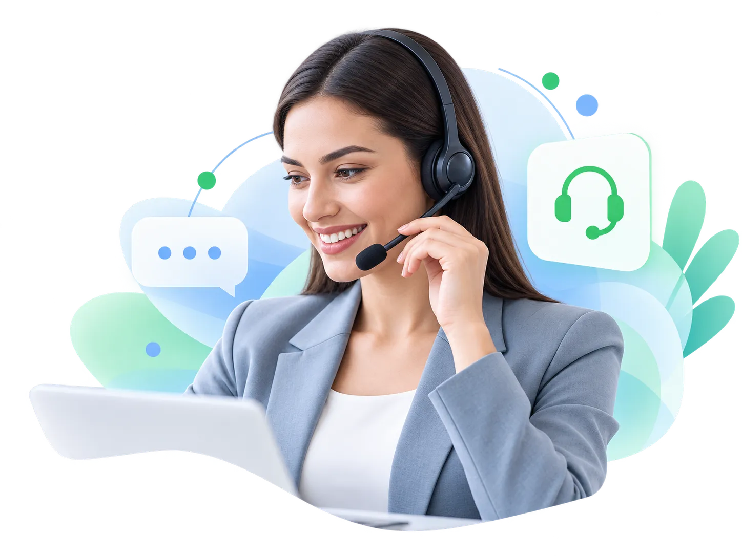 Agente de contact center con auriculares