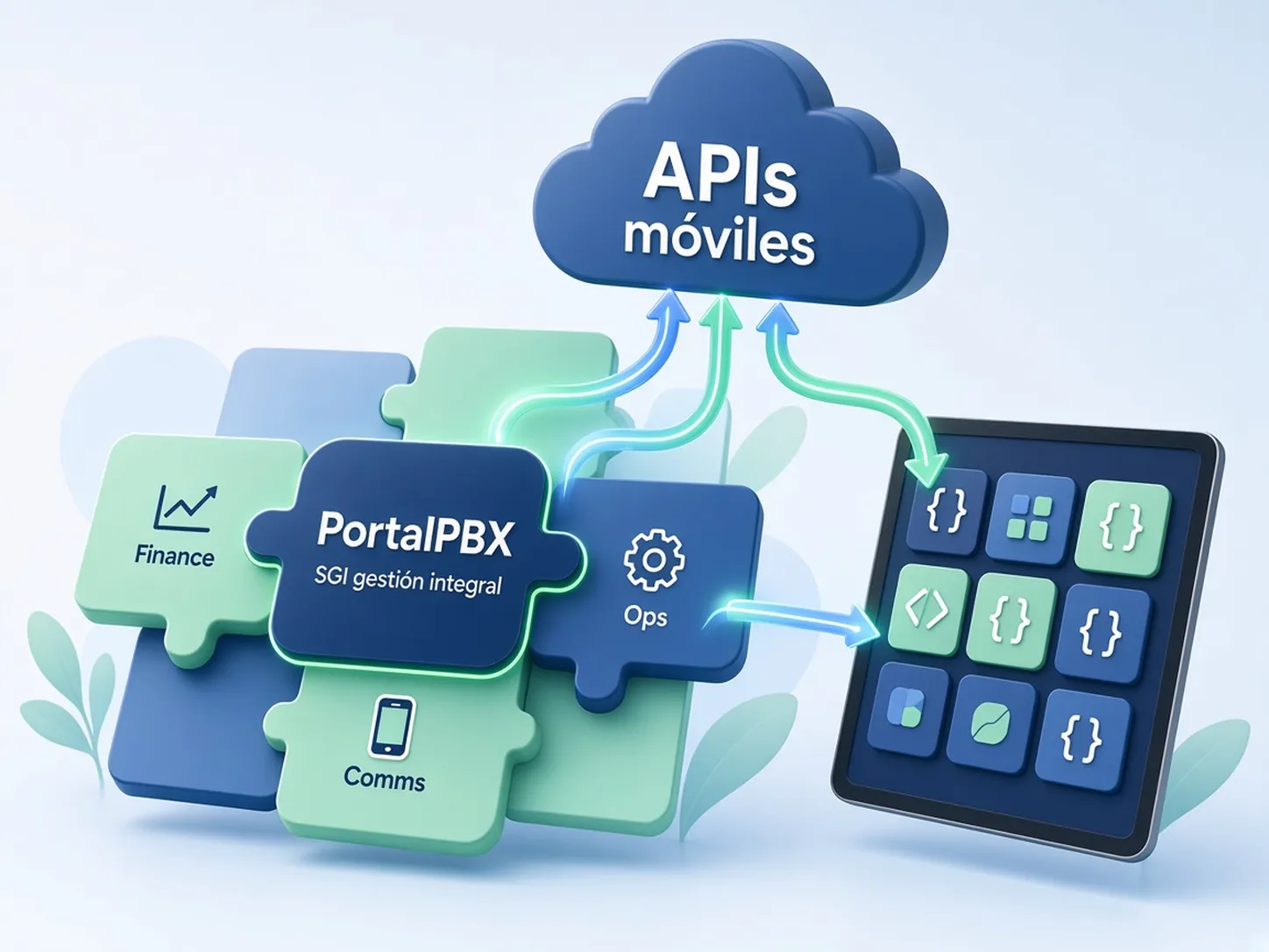 Ilustración de APIs para aplicaciones móviles